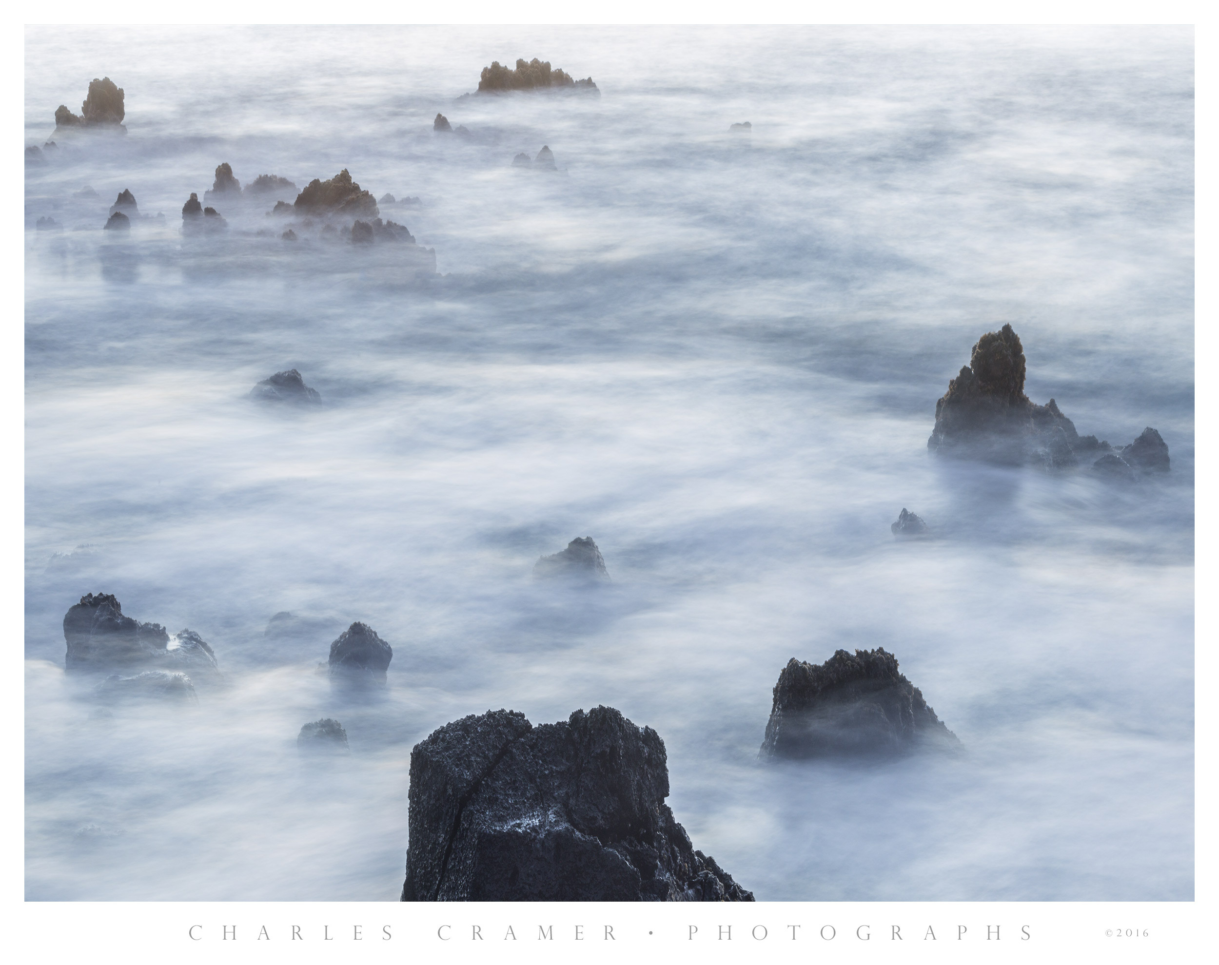 Dawn Waves and Rocks, Time Exposure, Oahu, Hawaii