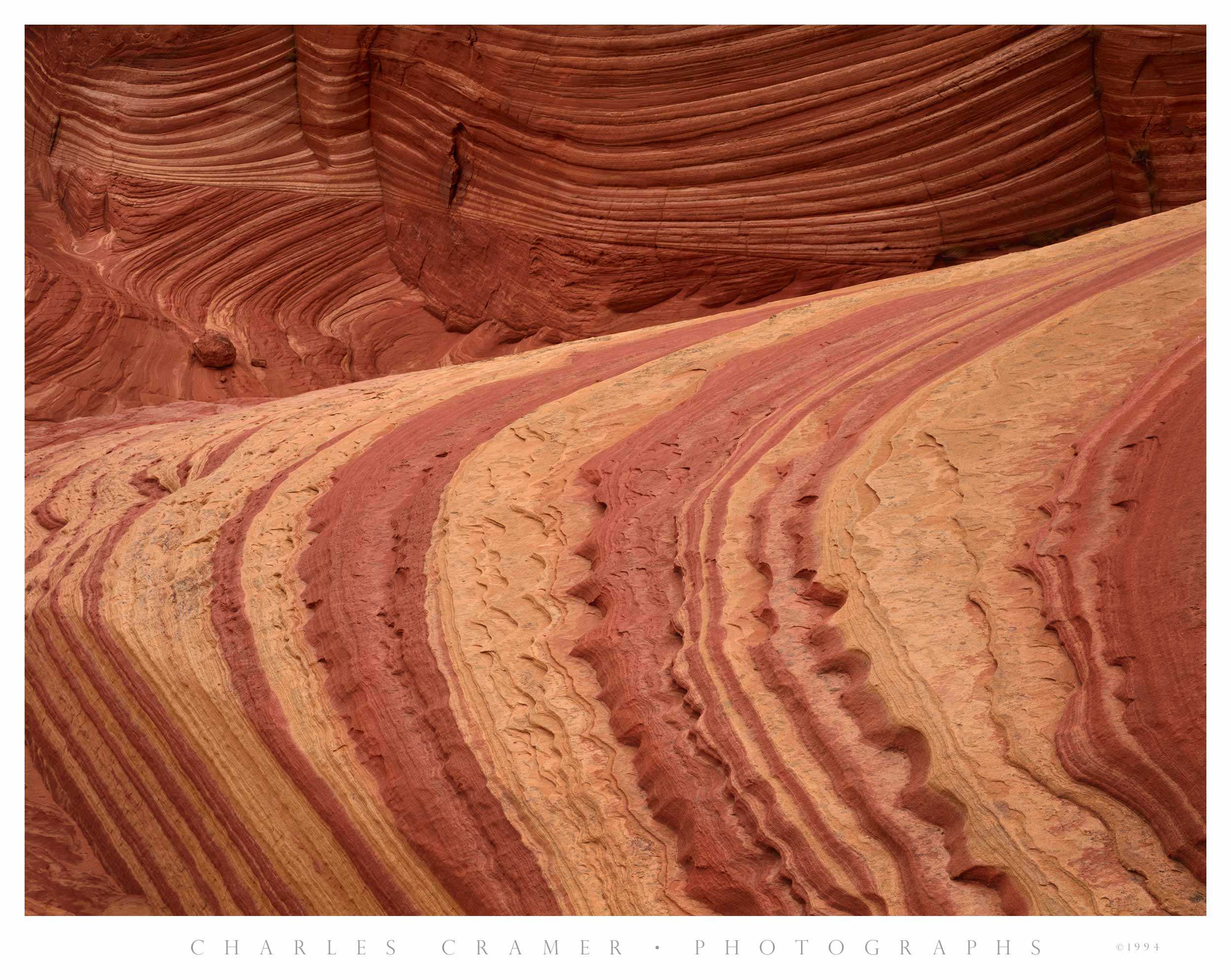 Striations and Boulder, Paria Wilderness, Utah